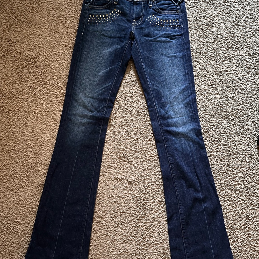 Women's Blue Jeans with Studded Detail